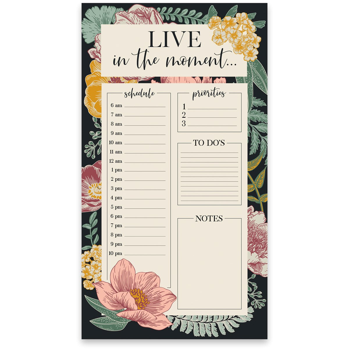 Live In The Moment Daily Planner Large Notepad | To-Do, Priorities,