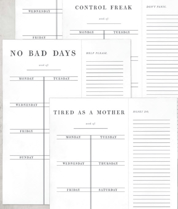 Control Freak Weekly List Notepad | 8.5" x 11" Desk Planner