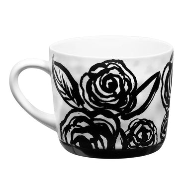 Forever & Always Mug in White with Black Floral Artwork