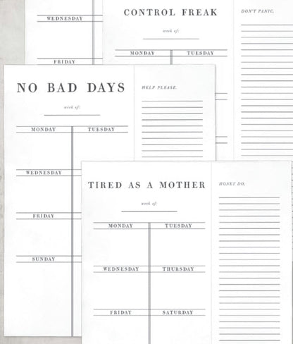 Control Freak Weekly List Notepad | 8.5" x 11" Desk Planner