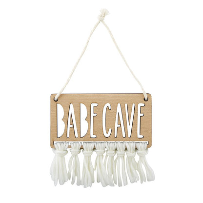 Babe Cave Wood Door Sign