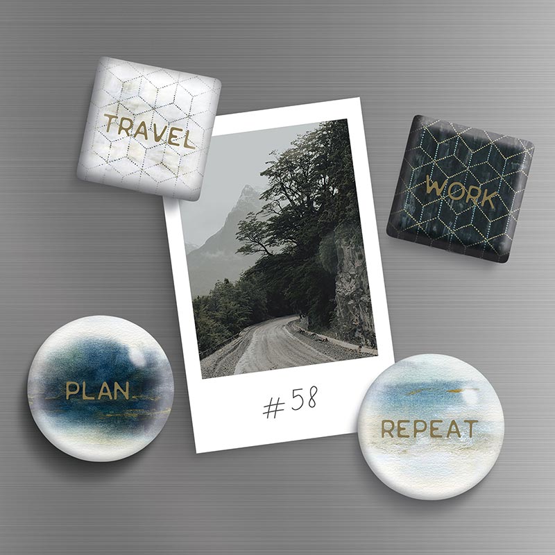 Magnet Set | Travel Themed Glass Magnet Set of 4