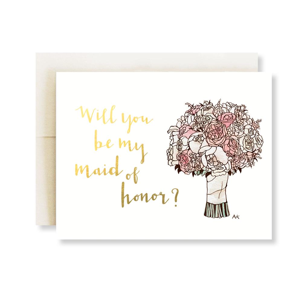 Maid of Honor Gold Foil Card
