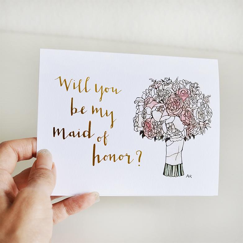 Maid of Honor Gold Foil Card
