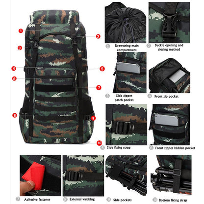 Waterproof Outdoor Camping / Military Backpack - 70L
